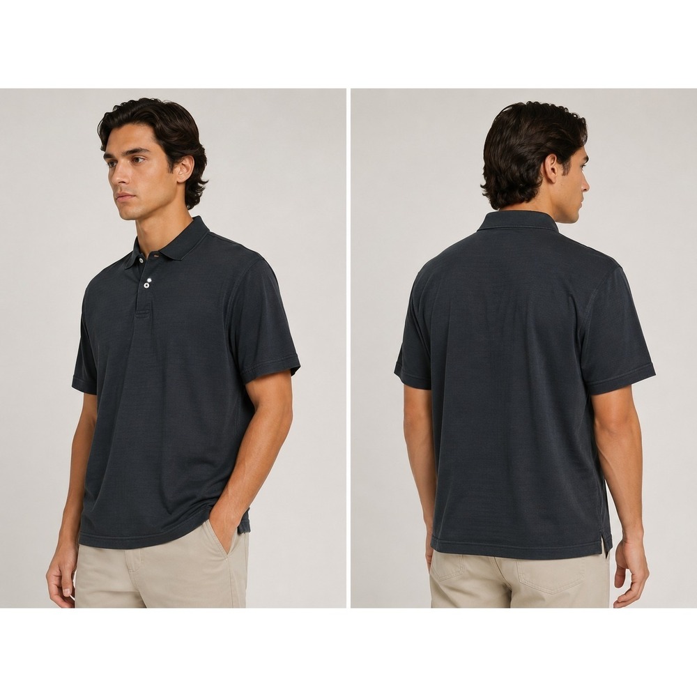 Jos A Bank Mens Polo Shirt Medium Black Mercerized Cotton Short Sleeve